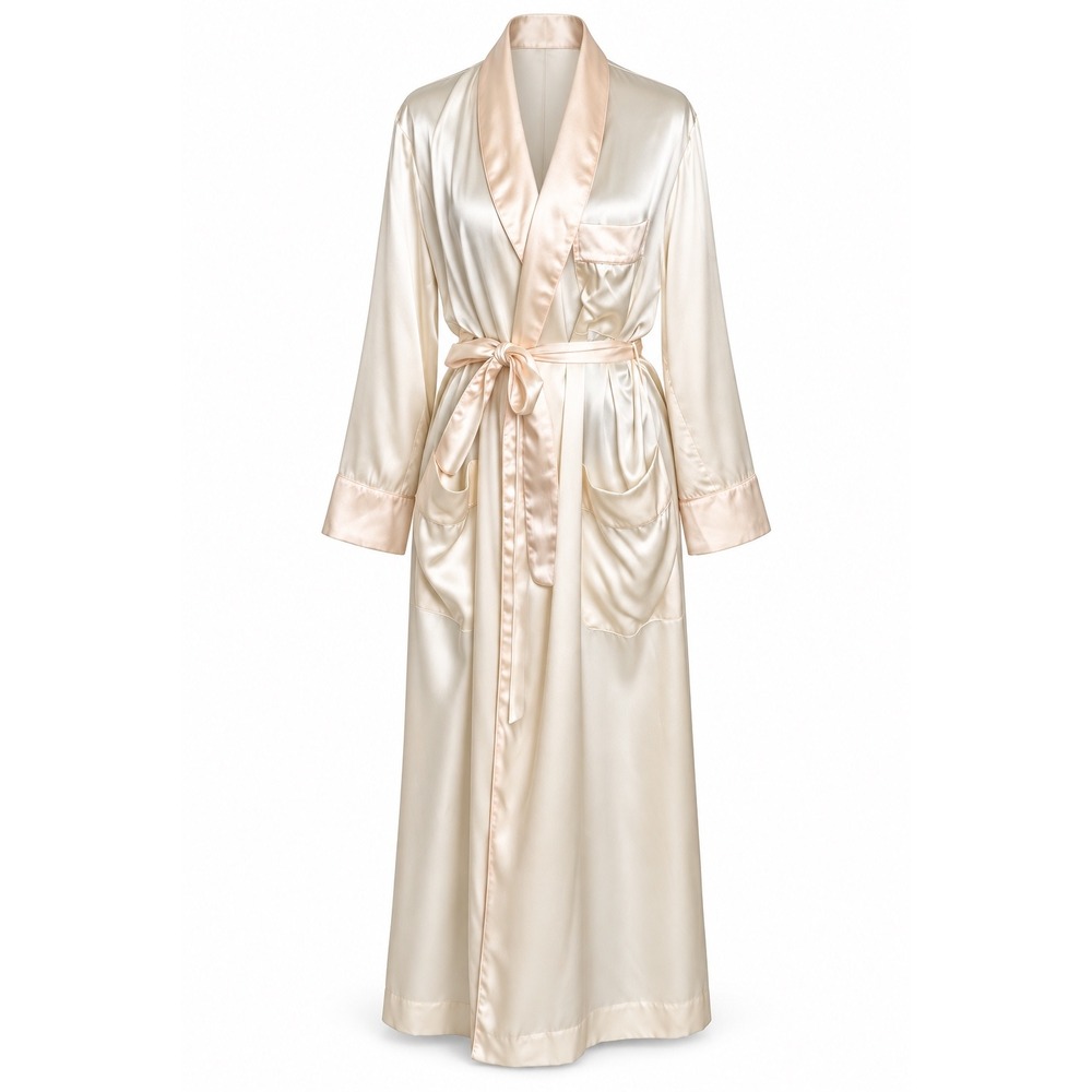 Christian Dior Silk Robe M Ivory Vintage Luxury Bridal Boudoir Dressing Gown